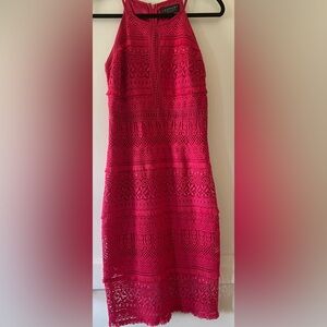 Laundry by Shelli Segal Pink Crochet Halter Dress